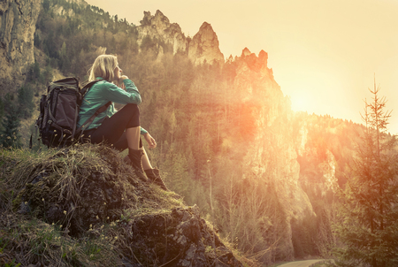 woman hiking on mountain